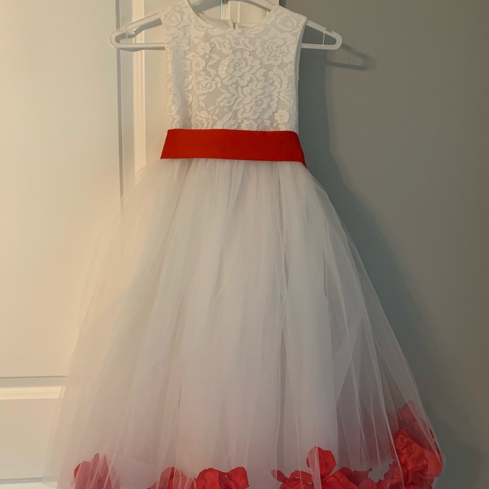 White /Red girls special occasion dress